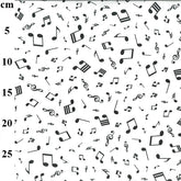 Oddies Textiles Black Musical Notes on White 100% Cotton Poplin Fabric